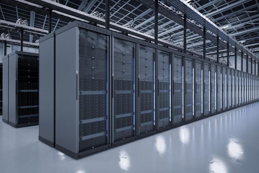 Interior of a data centre. Proposed data centres in ryde.