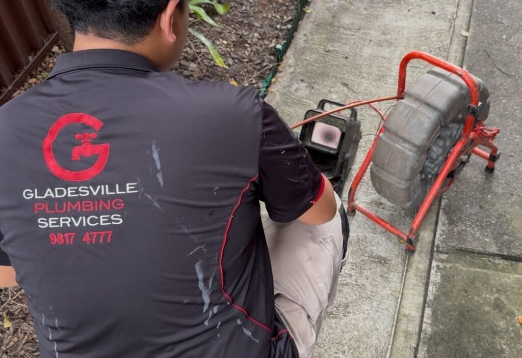 Gladesville Plumbing Services plumber using CCTV to identify Drummoyne plumbing problems